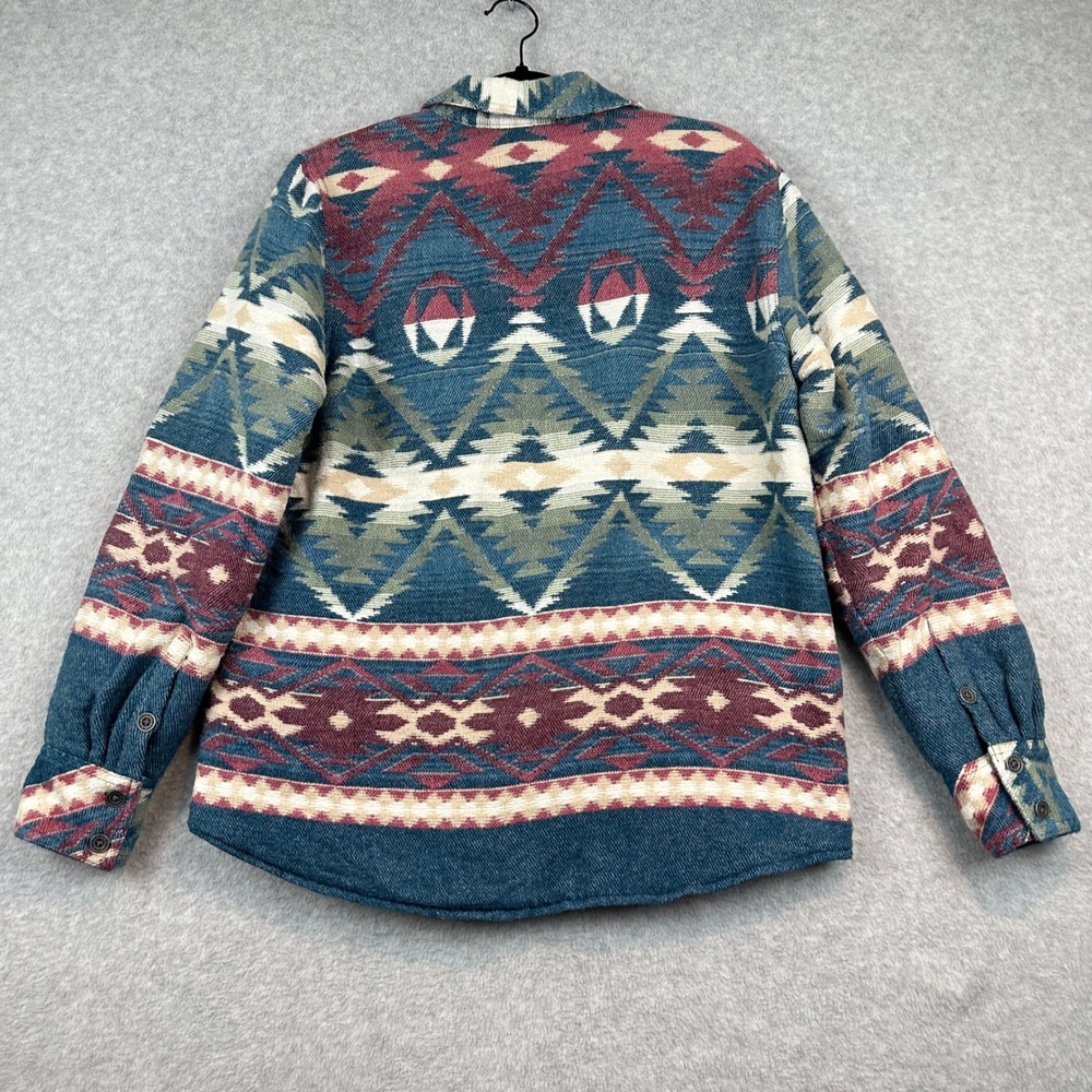 Ariat REAL Southwestern Aztec Shirt Jacket Women Large Blue Multi Cotton Blend - Picture 8 of 9